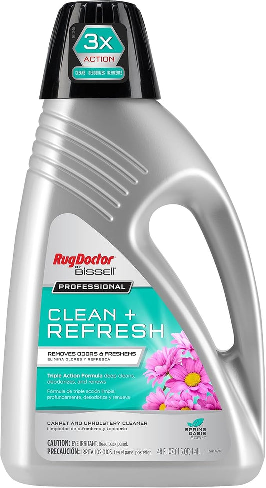 Rug Doctor by BISSELL Clean & Refresh Deep Carpet Cleaner Solution 48 oz | Professional Carpet Shampoo, Triple Action Formula Cleans, Deodorizes and Renews, With a Clean Scent of Spring Oasis