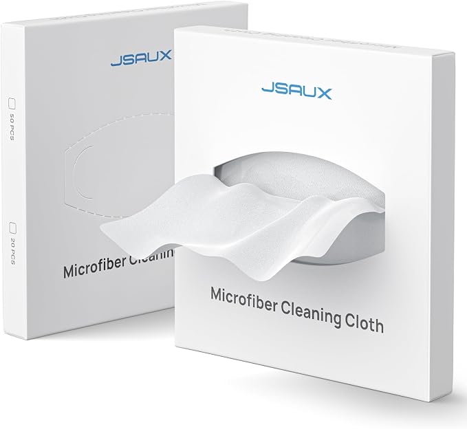 JSAUX Microfiber Cleaning Cloth 50 Pack, Lens Wipes for Eyeglasses Screen | Disposable microfiber lens cloth safe for glasses, camera, iPad, iPhone, Steam Deck, LCD TV, Switch 2, phone screens and more