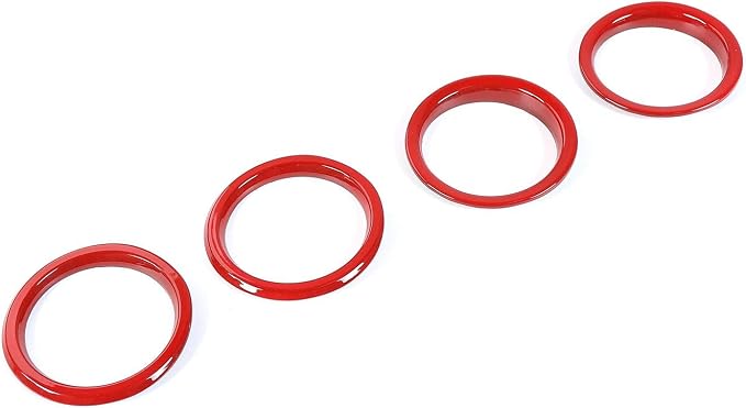 JeCar Interior Trim Kit Dashboard Air Conditioner Vent Ring Interior Accessories Compatible with Jeep Wrangler 2018-2023 JL & 2020-2023 Gladiator JT, Red