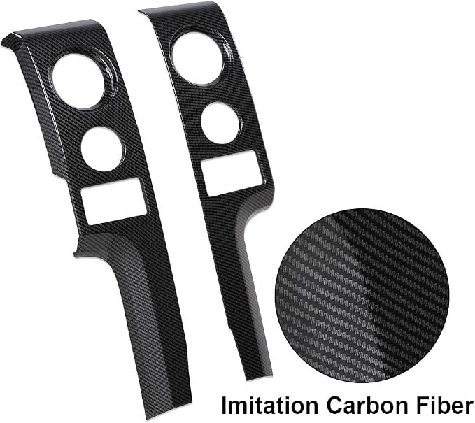 CHEDA Center Console Dashboard Panel Cover Trim Bezels Compatible with Ford F150 2009-2014 Polished Black Carbon Fiber