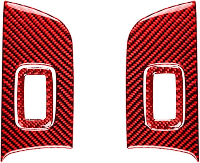 Window Switch Panel Trim Fit for Dodge Charger/Chrysler 300 2011-2023 | Real Carbon Fiber | Accessories | Rear Door Window Lift Switch Panel Trim | Thick Overlay | Self-adhesive | Red