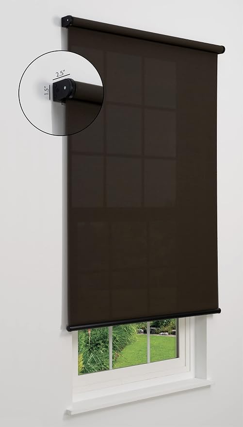 Cordless 5% Solar Screen Standard Roller Shade, Shadow 70 W x 78 H (Arrives 1/4" Narrower)