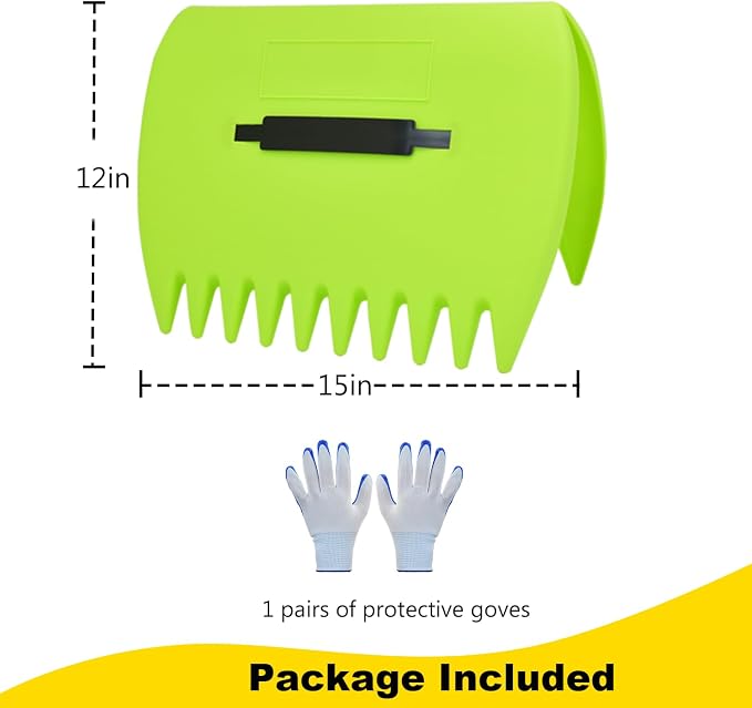 Leaf Scoops Hand Rakes, Leaf Scoops and Claws with Gloves, Lightweight Plastic Leaf Scoop, Large Leaf Grabbers for Picking Up Leaves, Clippings, Grass(1 Set, Green)