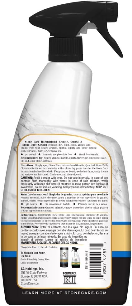 Stone Care International Granite Cleaner - 32 Fluid Ounces Granite & Stone Tile Travertine Limestone Slate Clean