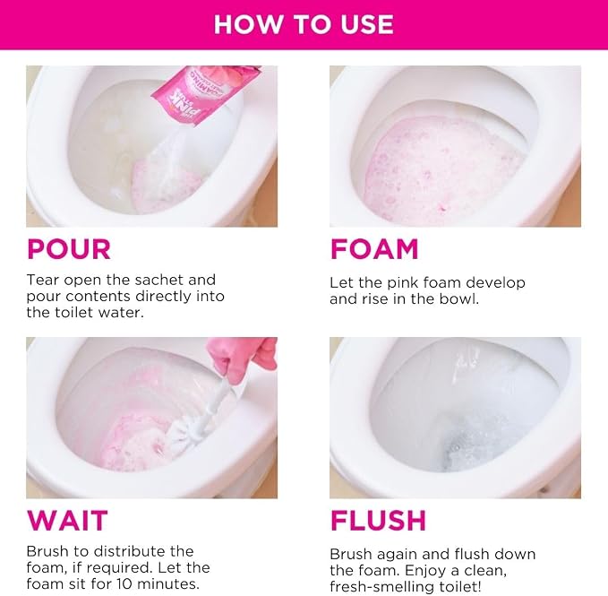 Stardrops The Pink Stuff Miracle Power Foaming Toilet Cleaner – Self-Activating Formula for Deep Cleaning,Stain Removal,and a Fresh Shine – Bathroom Essential,(Pack of 6)
