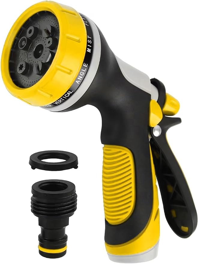 Garden Hose Nozzle with Adjustable 10 Watering Patterns Hose Spray Nozzle | Slip Resistant High Pressure Leak-Proof ,Water Hose Nozzle Sprayer for Plants & Lawns Watering,Car Washing and Pet Showering