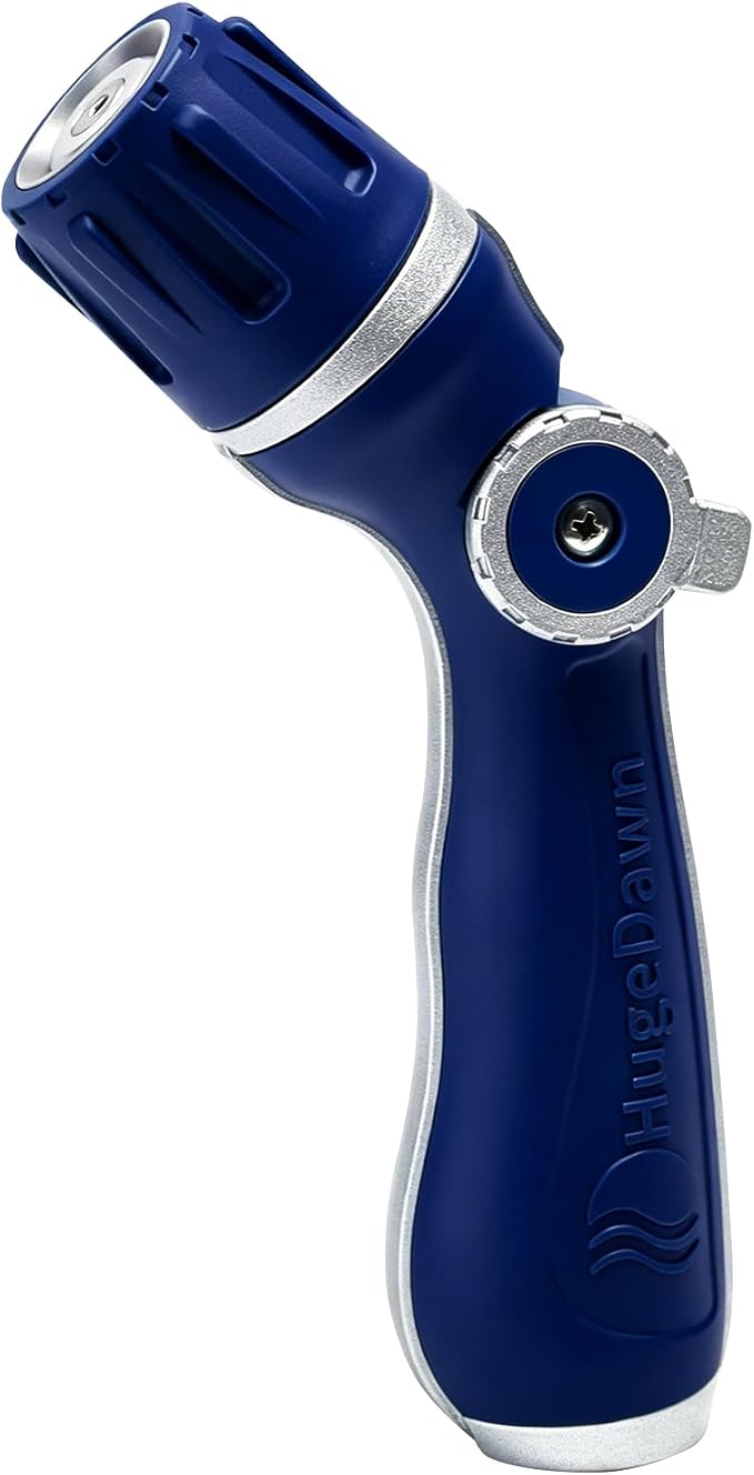 HugeDawn Garden Hose Nozzle, Heavy Duty Metal Sprayer Nozzle, Non-Slip Thumb Control, 3/4" GHT High Flow for Quick Watering & Cleaning (Blue)