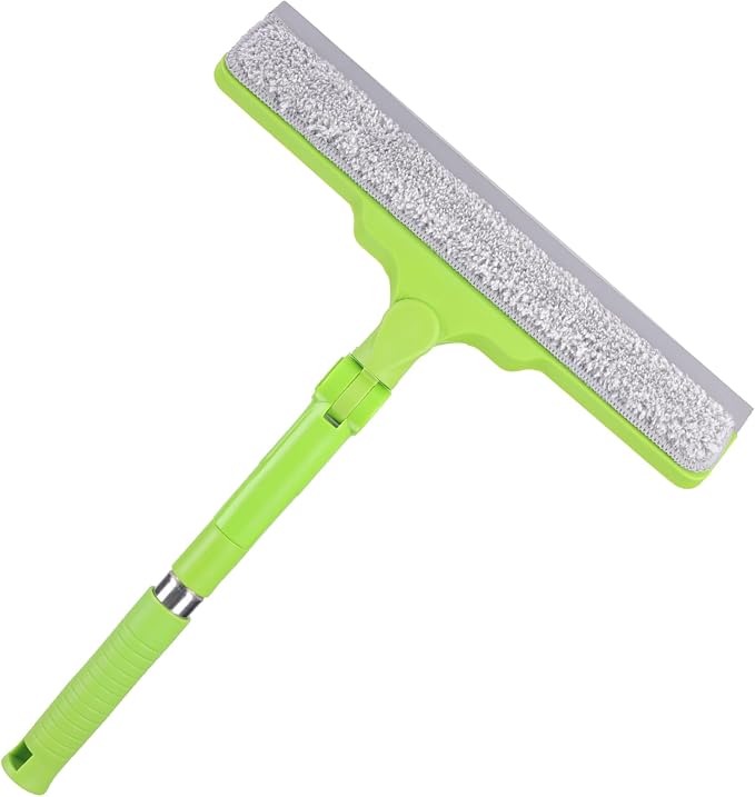 Homilifibra All-Purpose Shower Squeegee for Glass Doors, Bathroom Cleaner Tool for Household Home Window Mirror, Cleaning Tile Wall,Car,Windshield Squeegee with 12" Blade and 15" Long Handle