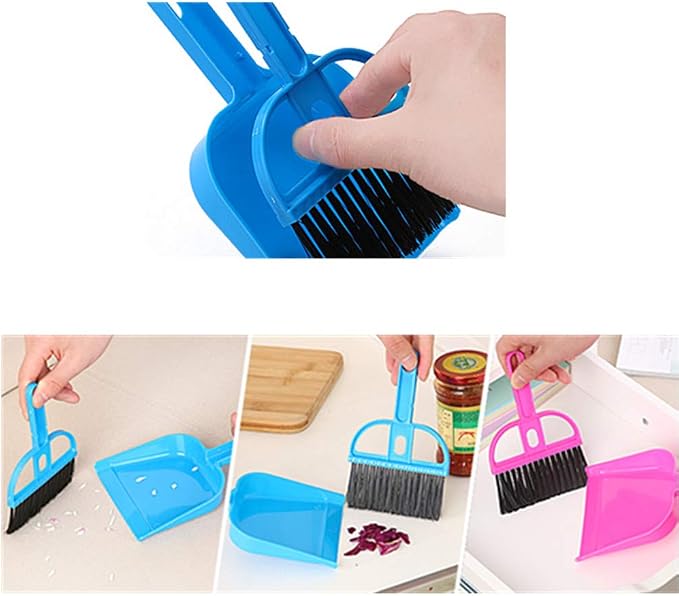 Mini Dustpan and Broom Set 1 Pcs Dustpan Brush Set Portable Plastic Brush Set (Blue) Used for Tool Brush Keyboard Home Kitchen Sweeper Table Desk Office