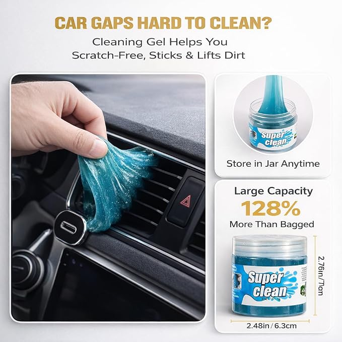 8PCS Car Detailing Kit Boars Hair Brush 160g Reusable Gel Auto Home Use | Scratch-free soft microfiber cloths, big capacity gel, complete car care set, ideal gift for all car lovers