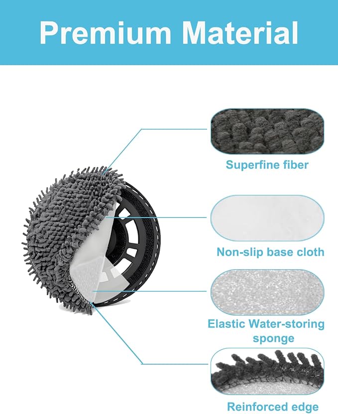 12 Pack Mop Pads for iRobot Roomba 505X, 405, 505 Robot Vacuum Cleaner | Washable Reusable High Density Microfiber Mopping Pads, Strong Absorption, Tool-Free Install, Durable Deep Cleaning