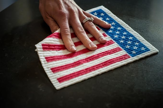 Skoy Cloth - 2-Pack Eco-Friendly & Reusable Swedish Dishcloth, for Kitchen & Household Use, Plastic-Free Packaging, Dishwasher Safe, Designer Series – Pride/Freedom, White Skoy Cloth