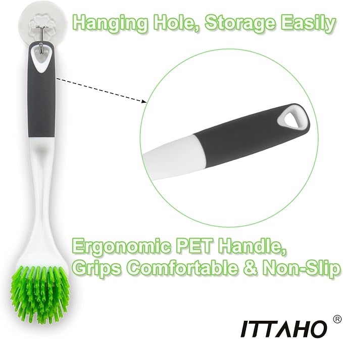 3 Pack Dish Brush,Dish Scrub Brush, Kitchen Scrub Brush for Cleaning Dishes, Double Sided Bristles Scrubber Cleaner for Dishes,Sink,Pots,Pans,Bathroom Shower,Tile,Tubs