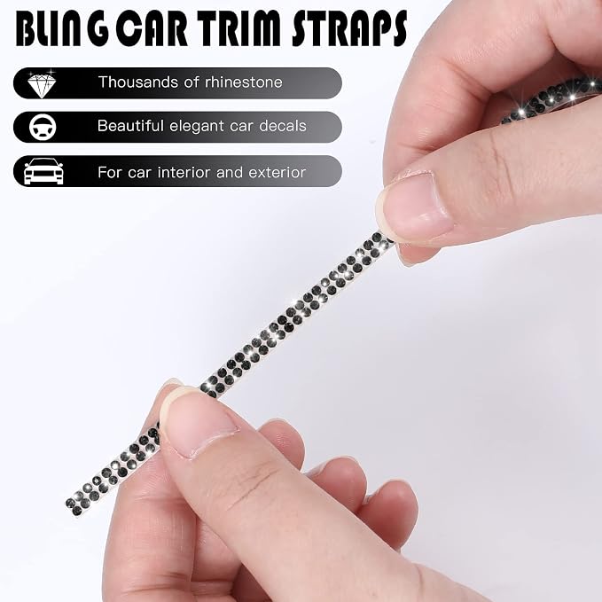 Kingdder 32.8 ft Bling Car Trim Self Adhesive Bling Car Accessories for Women Rhinestone Strip Glitter Diamond Sticker DIY Line Molding Dashboard Decal Shiny Auto Stuff for Interior Exterior Decor