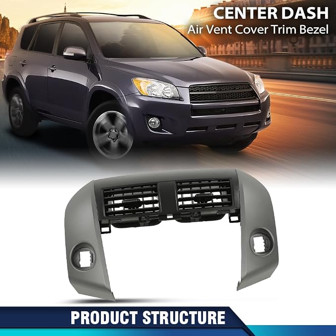 PIT66 Center Dash Air Vent Bezel Black Fit Toyota Rav4 2006-2012 | Center Dashboard A/C Heater Air Vent Cover Trim, 55670-42060-B0, Direct Replacement Dash Vent Bezel Fit Toyota Rav4 2006-2012