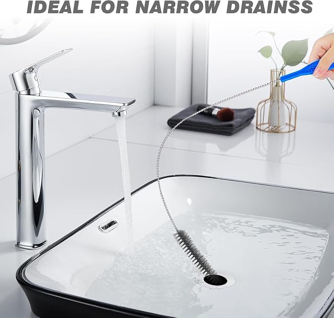 Drain Brush and Drain Snake Cleaner Tools Set, Flexible Drain Hair Remover Tool with Long Pipe Drain Cleaning Brush Drain Clog Remover for Home Sink Overflow