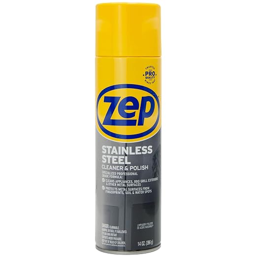 Zep Stainless Steel Cleaner & Polish 14 oz (2 Units) & a Microfiber Rag ECBD029-2-Pack Fingerprint Remover and Polish for Stainless Steel Refrigerators, Dishwashers, & Appliances with a Reusable Rag