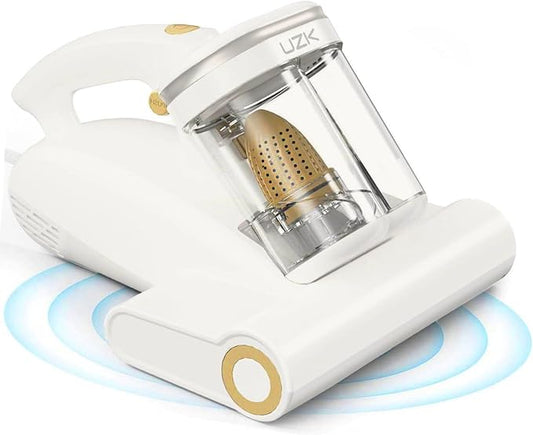 Bed Vacuum Cleaner Mattress Vacuum Cleaner,16Kpa Powerful Handheld Vacuums with UV-C Light & Double Dust Cup & High Heating & Ultrasonic & HEPA Filter for Bed Sofa(Corded,Grey White)