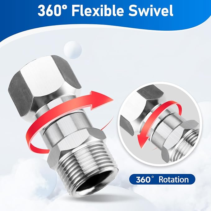 AURORA CAR Pressure Washer Swivel Fittings, M22 14mm Thread 5000 PSI, 2 Pcs | M22 14mm Male to Female Swivel Joint, Stainless Steel 360 Degree Connector for Pressure Washer Gun & Hose