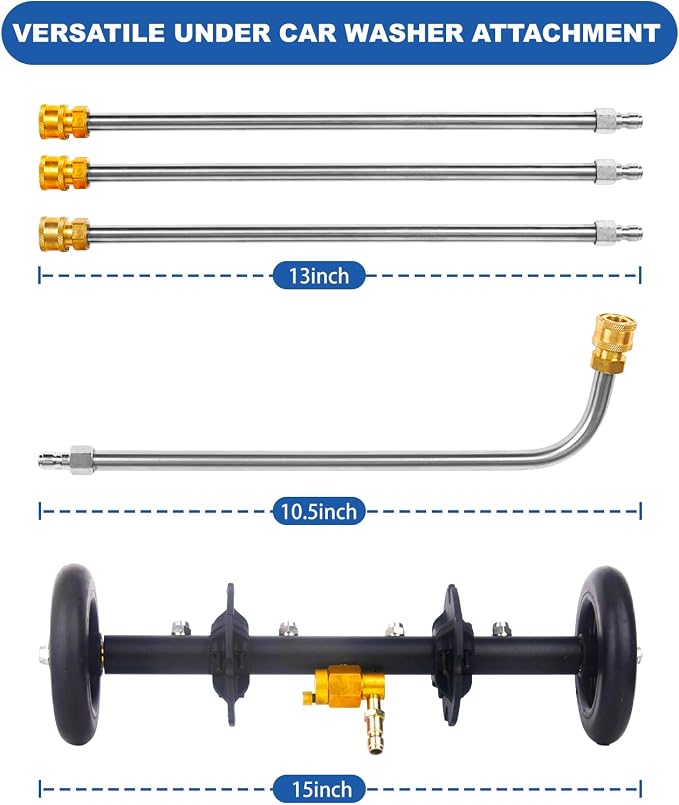 DUSICHIN Undercarriage Cleaner Water Broom Pressure Washer Attachment, 16 Inches Undercarriage Washer, Pressure Washer Underbody Cleaner 4 Extension Wands 4 nozzles DUS3202