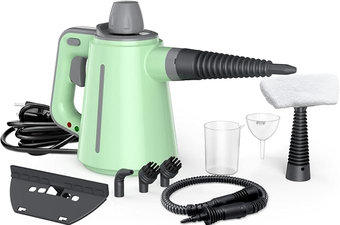 Handheld Steam Cleaner, Chemical-Free Pressurized Steamer for Home Cleaning with 10 Accessories, High Temp Steam Cleaner, 380ML Tank, 9.8FT Cord for Bathroom, Kitchen, Grout, Tile, Window&Car