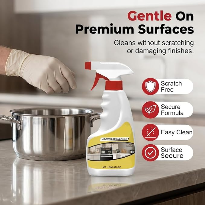 Degreaser Cleaner Heavy Duty Spray, Heavy Oil Clean Up Kitchen Stains Sprays, All-Purpose Kitchen Cleaner Spray Cuts Through Baked-On Grease on Ovens Stove Tops Grills for Oil (3)