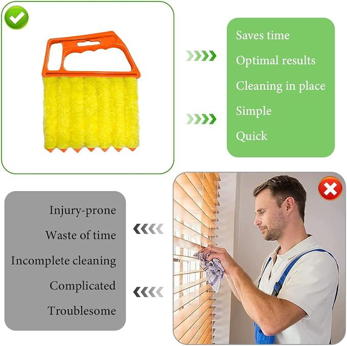 DXNQ Blind Cleaner Duster Tool, Window Venetian Hand-held 7 Finger Dusting Cleaner Brush, Blinds Cleaning Brush Tool for Window Shutters Air Conditioner, Car Accessories (Orange)