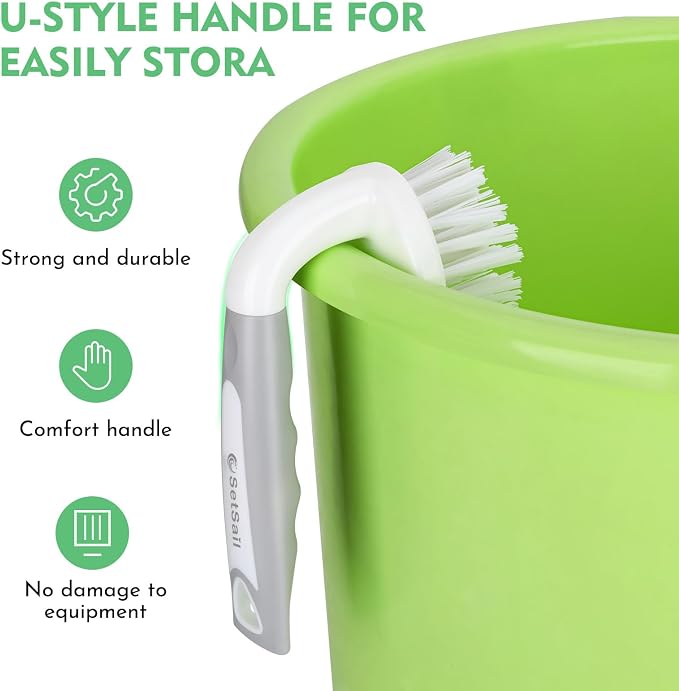 SetSail Scrub Brush, Heavy-Duty Scrub Brushes for Cleaning with Stiff Bristles Cleaning Brush for Shower, Bathroom, Carpet, Kitchen and Bathtub Scrubber - 2 Pack | Durable Bristles Ergonomic Non-Slip Tpr Grip. U-Style Hanging Loop for Storage. Use for ...
