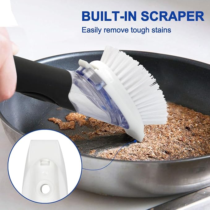 CELOX Dish Brush with Soap Dispenser, Heavy Duty Dish Brush for Cleaning Kitchen
