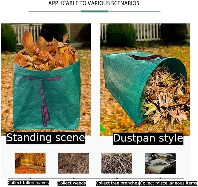 2-Pack 40-Gallon Heavy-Duty Reusable Yard Waste Bags with Gloves | For leaves, lawn, grass clippings, camping. Durable, foldable, easy carry and storage