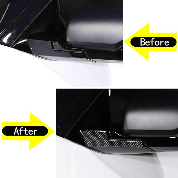 Aunginsy Car Rear View Mirror Collision Avoidance Anti-Scratch Trim Sticker Compatible with Toyota Tundra/Sequoia 2022-2024 Real Carbon Fiber Decorative Sticker Protection Cover Exterior Accessories