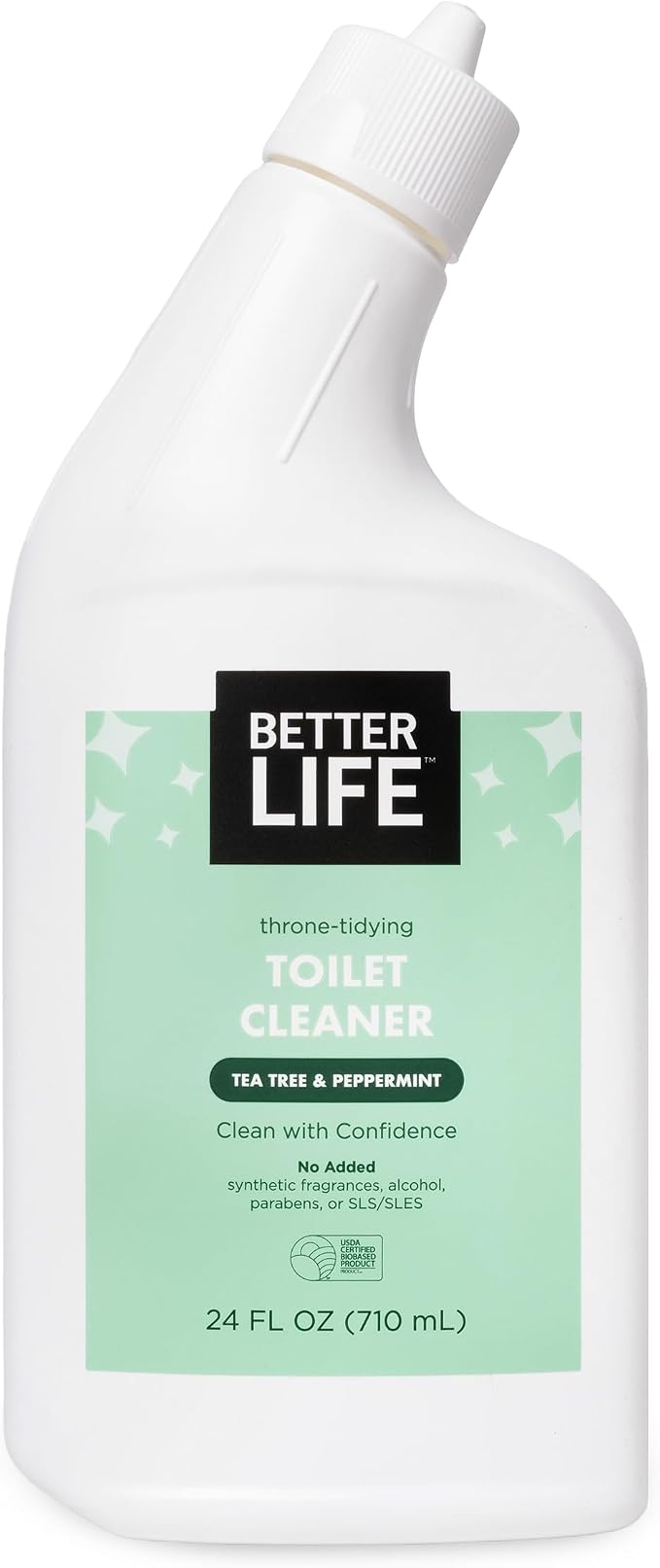 Better Life Toilet Bowl Cleaner - Tea Tree & Peppermint Scent Cleaning Gel - Liquid Bathroom Cleaners for Household - 24oz