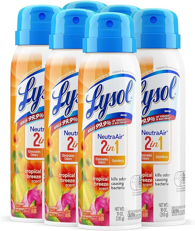 Lysol Neutraair Disinfectant Spray, 2 In 1: Eliminates Odors and Disinfects, Tropical Breeze, 10 Fl. Oz
