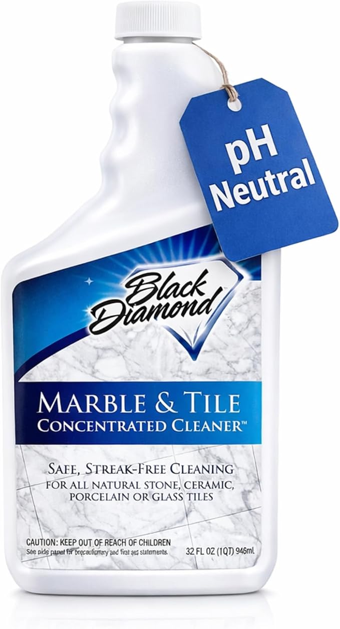 Black Diamond Stoneworks Marble & Tile Floor Cleaner Concentrate, pH Neutral, Streak-Free & No-Rinse Formula for Granite, Travertine, Limestone, Slate, Ceramic & Porcelain Floors (1 Quart)