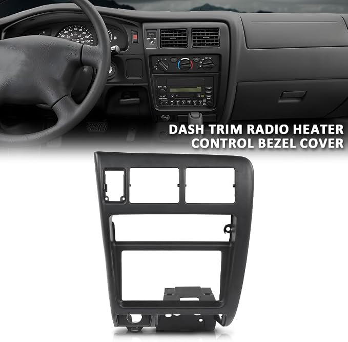 G-PLUS Center Dash Climate Control Radio Bezel Trim | Compatible with Toyota Tacoma 1998-2004 Black Dashboard Panel