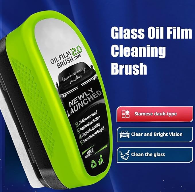 3PCS Window Oil Film Cleaning Brush,Upgrade 2.0 Clear View Glass Cleaner | Auto Glass Oil Film Remover, Anti-Rain & Anti-Fog Protection for Safe Driving, Complete Kit with Brush & Towel
