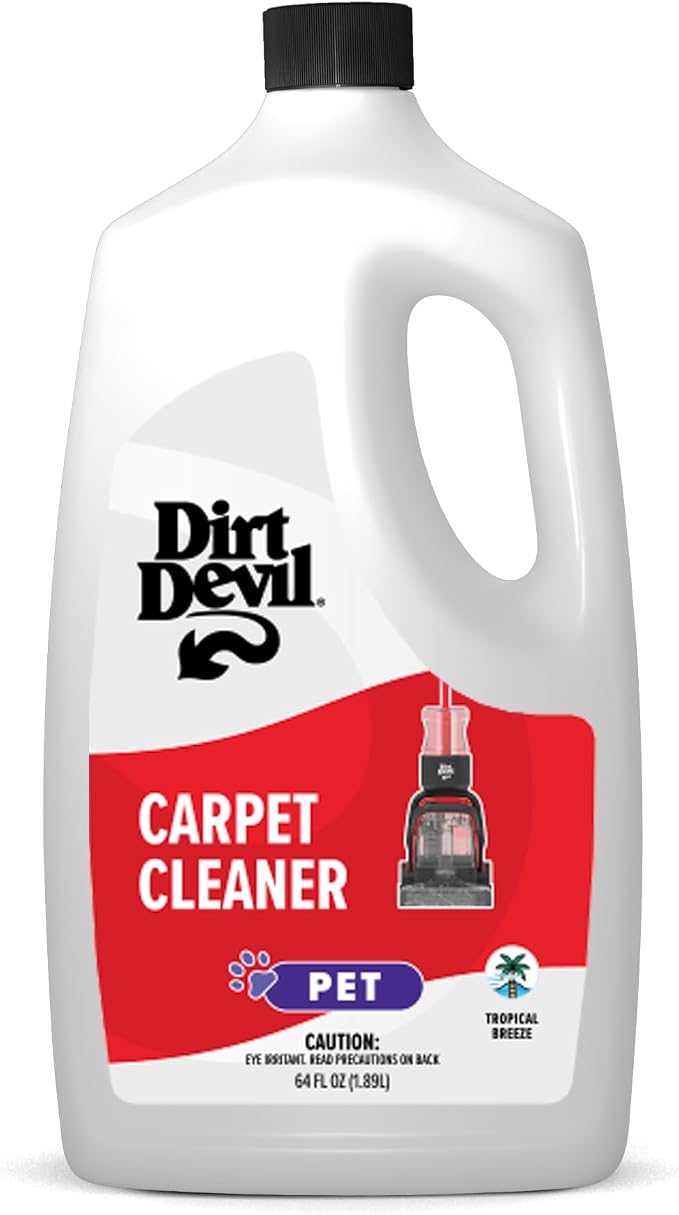 Dirt Devil Pet Carpet Cleaner Solution, 64 Oz., Tropical Breeze Scent | Carpet Shampoo Solution, Eliminates Pet Stains and Odors, Pair with Dirt Devil Full Size Carpet Cleaner Machines