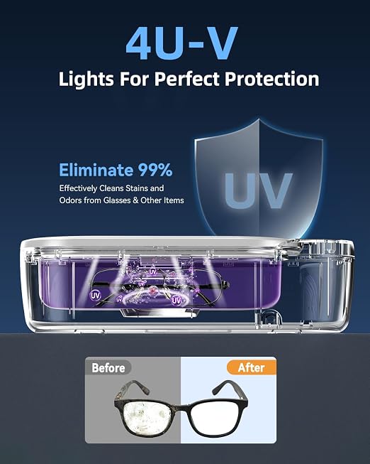 KUNPHY Ultrasonic Jewelry Cleaner, 400ml Sonic Cleaner for Rings, Glasses | 4 LED Light & Display, 48kHz Ultrasonic Cleaner, 400ml 304 Tank, Quiet 45dB, Dual 5/10min Timers, Overheat Protection, White