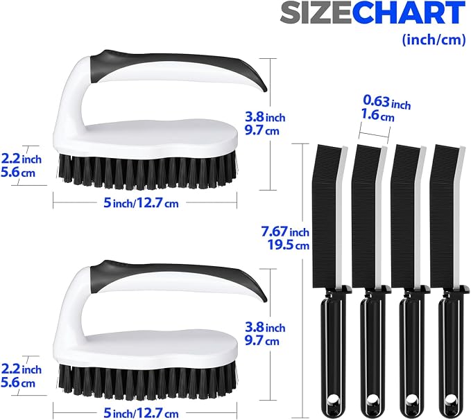 Holikme 6 Pack Cleaning Brush Scrub Brush Kitchen Brush for Floor,Black | Scrub Brushes for Cleaning, Heavy-Duty Scrub Brush, Stiff Bristles Cleaning Brush for Kitchen Bathtub Floor and Wall
