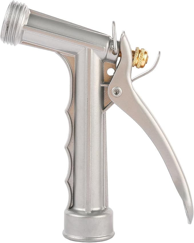 Garden Hose Nozzle, Water Hose Sprayer Nozzle with Threaded Front | Full Size Zinc Metal Pistol Grip High Pressure Nozzle, Adjustable Spray Water Flow for Watering, Washing, Cleaning (1 Pack)