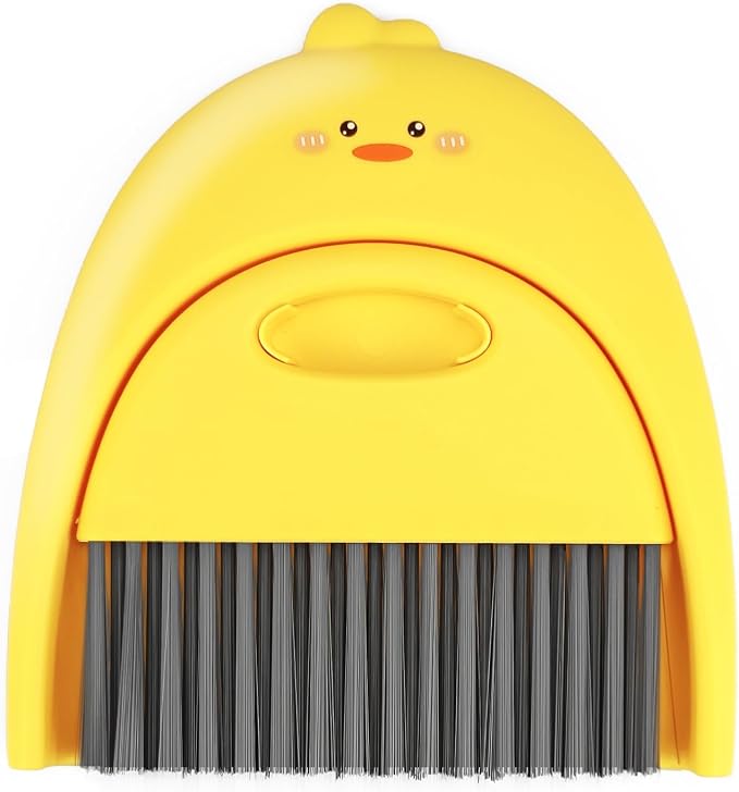 Small Broom and Dustpan Set,1pc Dust Pan and Brush Set,SUP Cute Little Yellow Duck Hand Mini Broom and Dustpan Set,Small dust pan Mini for Tabletop Debris,Keyboards&Clean Pet Cages (Duck)