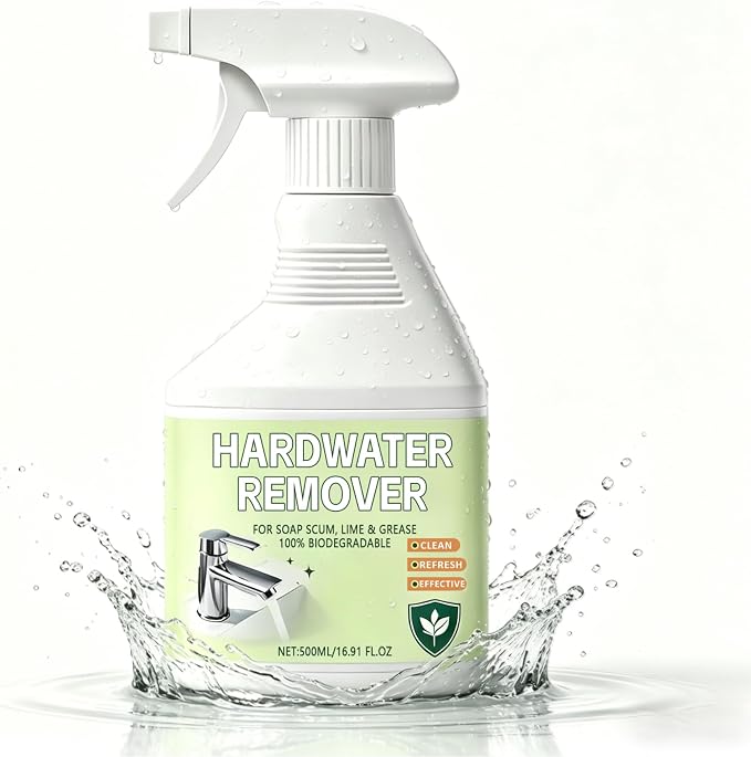 Hard Water Stain Remover, Shower Glass Cleaner Soap Scum Remover, Limescale Buildup Remover All-Purpose Bathroom Cleaner, for Glass, Shower Doors, Tiles, Toilet, Tub, Sink & Water Pipes (1PC)