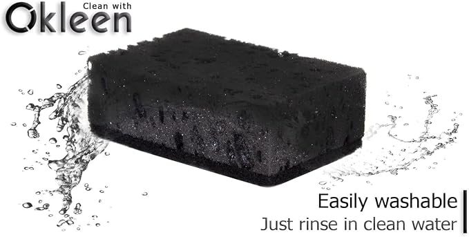 Black Multi Use Scrub Sponges. Made in Europe. 18 Pack, 4.3x2.8x1.4 inches. Heavy Duty Fiber. Odorless Durable Scrubber for Kitchen and Household Cleaning