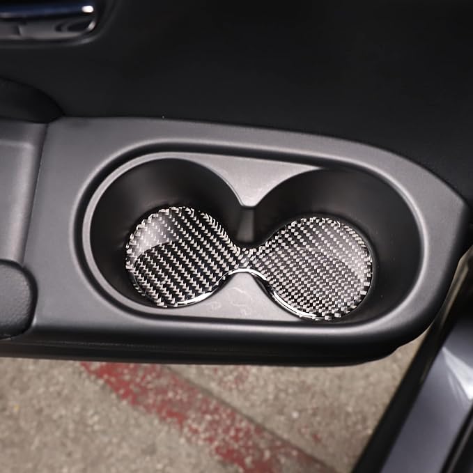 Car Interior Door Groove Gate Pad, Inner Door Slot Mats, Car Cup Holder Coaster Mat for Honda Pilot 2016-2022/ Passport 2019-2023, Carbon Fiber (2rd Row Cupholder Slot Mat)