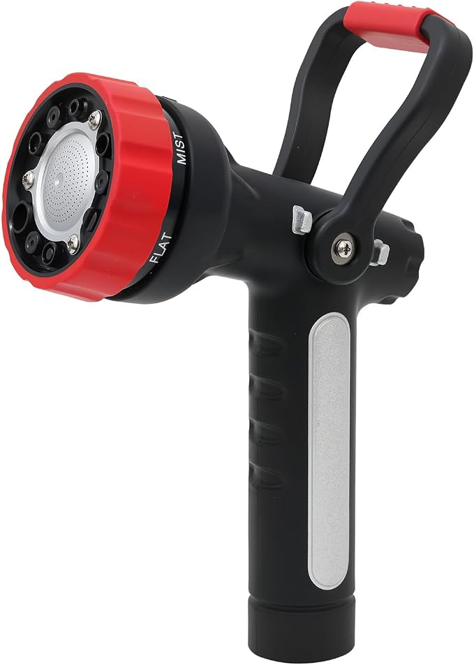 RESTMO Fireman Hose Nozzle Heavy Duty, Garden Hose Spray Nozzle for Outdoor | Lever Handle & Ergonomic Grip, 6 Classic Spray Patterns with Adjustable Flow Control for Watering, Cleaning