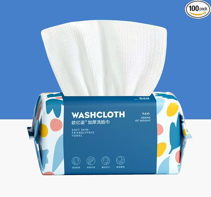 100 Count Disposable Face Towel,Thickening Ultra Soft Washcloths,Facial Cotton Tissue,Lint-free cotton dry wipes Multi-Purpose for Skin Care,Make-up Wipes,Face Wipes and Facial Cleansing