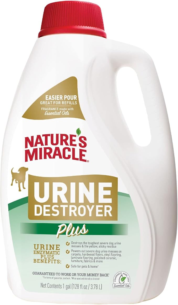 Nature's Miracle Dog Urine Destroyer Plus, Enzymatic Cleaner, 1 gal | Destroys the Toughest Dog Urine Stains, For Use on Multiple Surfaces, Safe For Pets and Home*, Fresh Scent