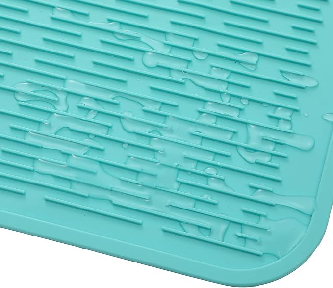 MicoYang Silicone Dish Drying Mat for Multiple Usage,Easy clean,Eco-friendly,Heat-resistant Silicone Mat for Kitchen Counter or Sink,Refrigerator or Drawer Liner Mint 4XL 32 inches x 18 inches