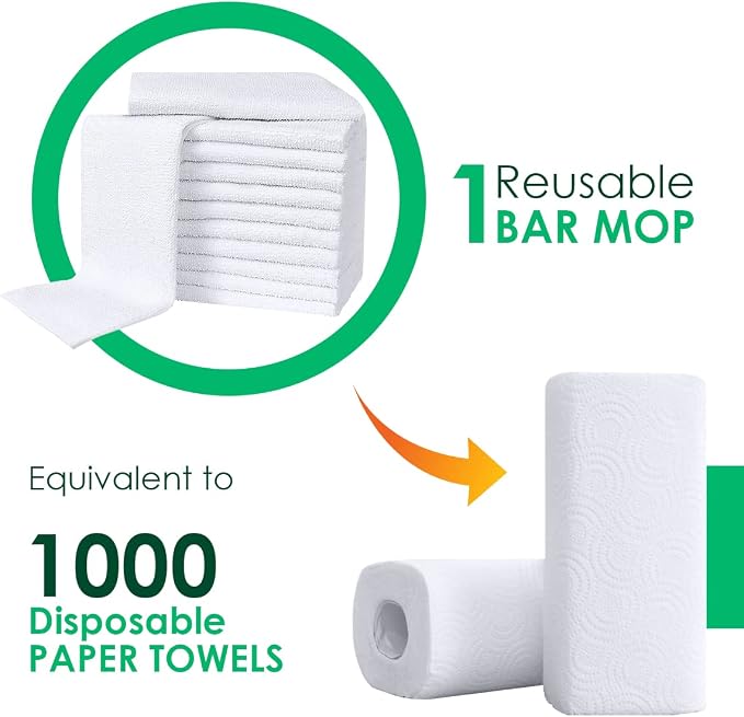 Avalon Towels Bar Towels (Pack of 36) Size 14x17 Inches – 100% Cotton, Absorbent and Reusable Cleaning Rags, Multipurpose Cleaning Towels, Terry Cloth Rags, Durable Shop Rags (White)