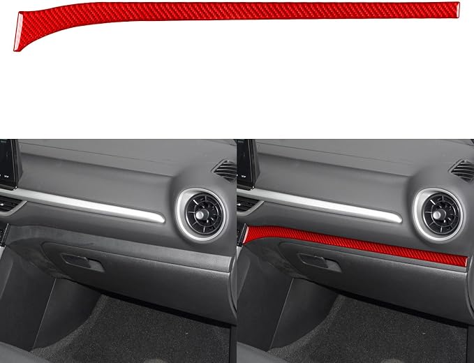 Red Real Carbon Fiber Trim for KIA Forte K3 Accessories | for 2019 2020 2021 2022 2023 2024 Co-Pilot Dashboard Cover Sticker Interior Thick Overlay Decal